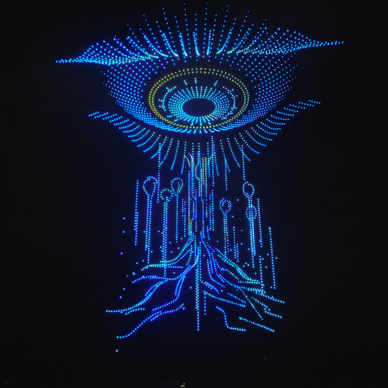 Drone light show 5000 eye going down