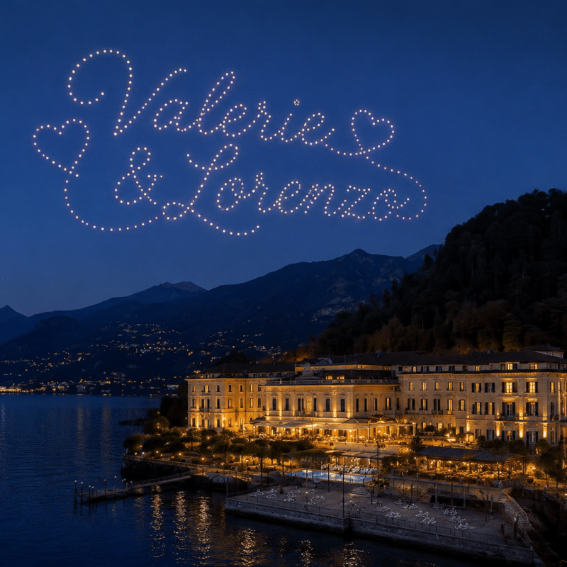 drone lights show Bellagio valerie lorenzo